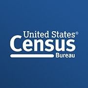 “United States Census Bureau” logo in white text on a blue background.