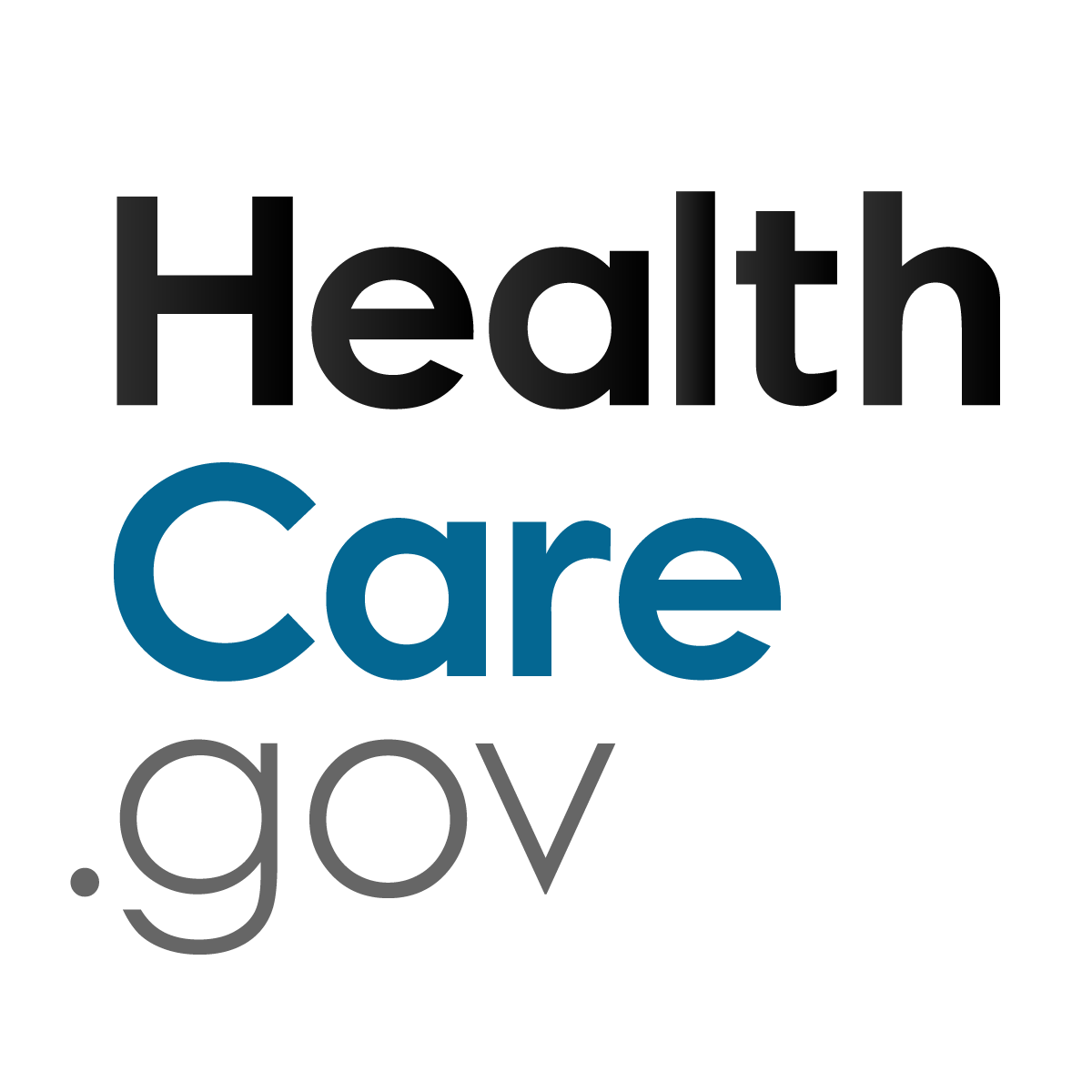 “HealthCare.gov” logo in black, blue, and gray text on a light background.